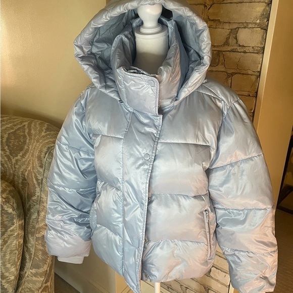 Gap Big Puff Cropped Jacket, Light Blue, Sz, Med. - Picture 6 of 16